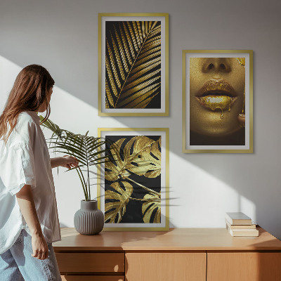 Set di 3 quadri Bocca di donna della palma Monstera