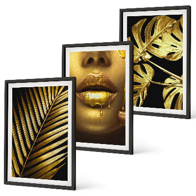 Set di 3 quadri Bocca di donna della palma Monstera
