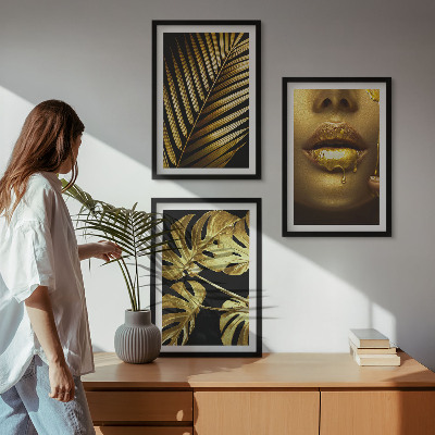 Set di 3 quadri Bocca di donna della palma Monstera