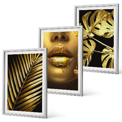 Set di 3 quadri Bocca di donna della palma Monstera
