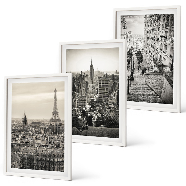 Composizione di quadri Vedute Parigi New York scale