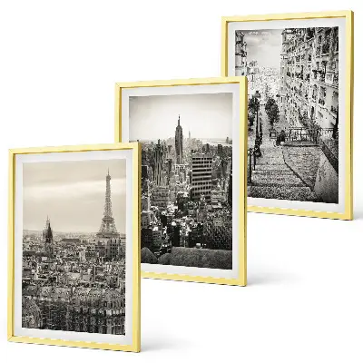 Composizione di quadri vedute di Parigi e New York per scala