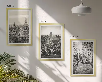 Composizione di quadri vedute di Parigi e New York per scala