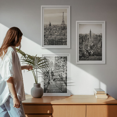 Composizione di quadri Vedute Parigi New York scale