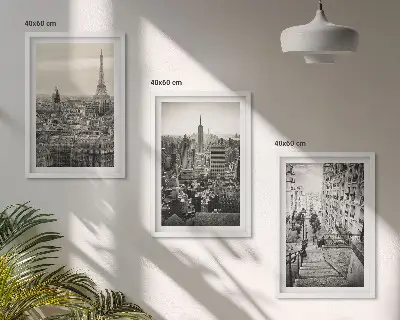 Composizione di quadri vedute di Parigi e New York per scala