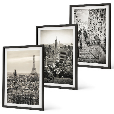 Composizione di quadri Vedute Parigi New York scale
