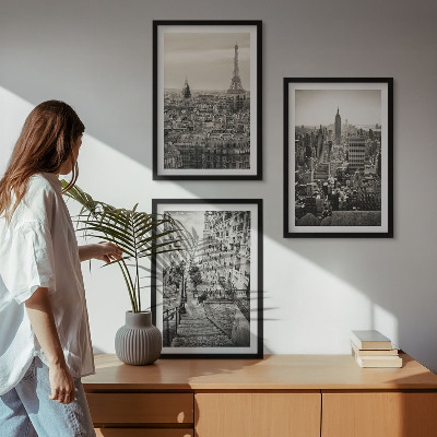 Composizione di quadri Vedute Parigi New York scale