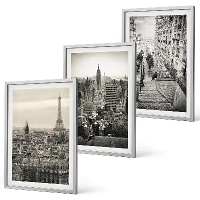 Composizione di quadri vedute di Parigi e New York per scala