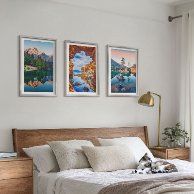 Set di 3 quadri Riflessi rocciosi sui laghi di montagna