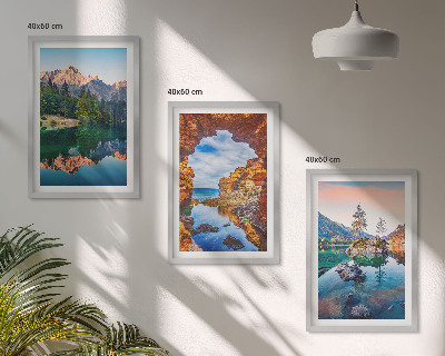 Set di 3 quadri Riflessi rocciosi sui laghi di montagna