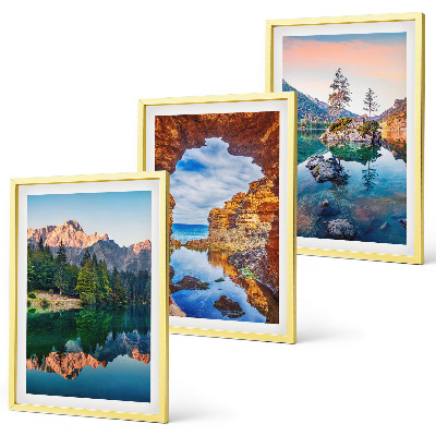 Set di 3 quadri Riflessi rocciosi sui laghi di montagna