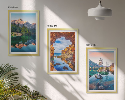 Set di 3 quadri Riflessi rocciosi sui laghi di montagna
