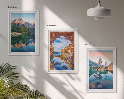 Set di 3 quadri Riflessi rocciosi sui laghi di montagna