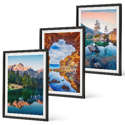Set di 3 quadri Riflessi rocciosi sui laghi di montagna