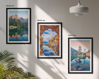 Set di 3 quadri Riflessi rocciosi sui laghi di montagna