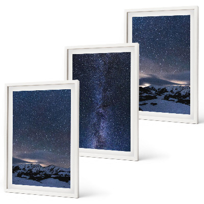 Set di quadri incorniciati Cielo notturno montagne stelle