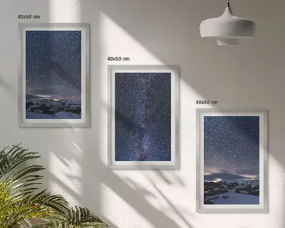 Set di quadri incorniciati con motivo cielo notturno con montagne e stelle