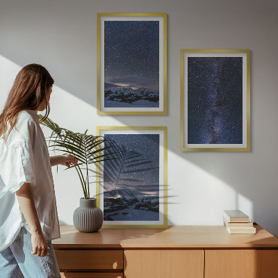 Set di quadri incorniciati Cielo notturno montagne stelle