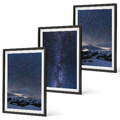 Set di quadri incorniciati Cielo notturno montagne stelle