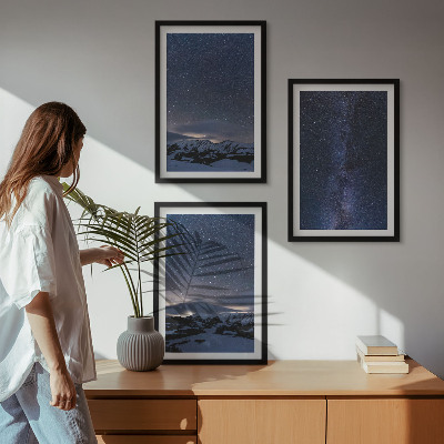 Set di quadri incorniciati Cielo notturno montagne stelle