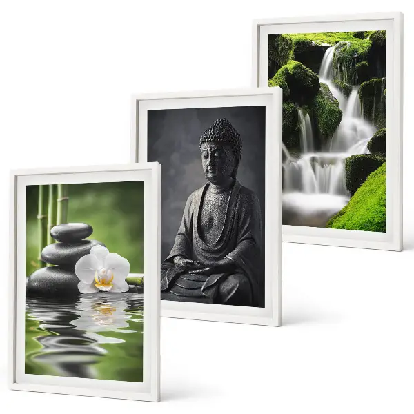 Set di 3 quadri con rilassanti dipinti ad acqua in stile zen