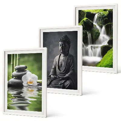 Set di 3 quadri con rilassanti dipinti ad acqua in stile zen