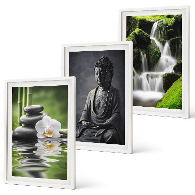 Set di 3 quadri Rilassanti dipinti ad acqua in stile zen.