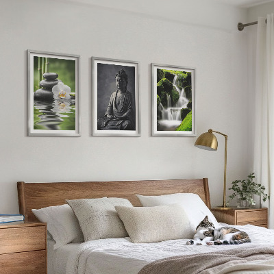 Set di 3 quadri Rilassanti dipinti ad acqua in stile zen.
