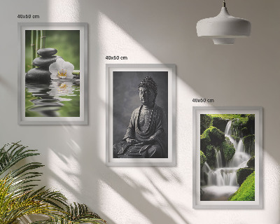 Set di 3 quadri Rilassanti dipinti ad acqua in stile zen.