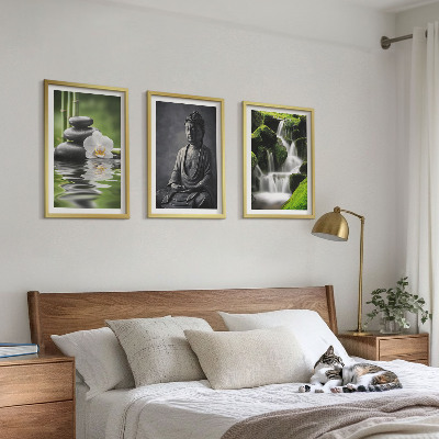 Set di 3 quadri Rilassanti dipinti ad acqua in stile zen.