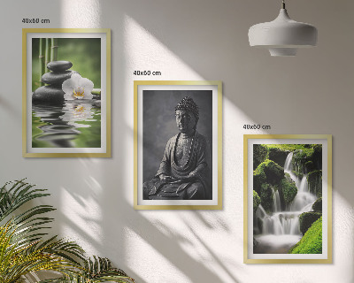 Set di 3 quadri Rilassanti dipinti ad acqua in stile zen.