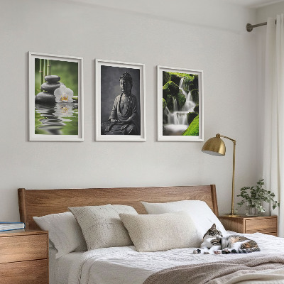 Set di 3 quadri Rilassanti dipinti ad acqua in stile zen.
