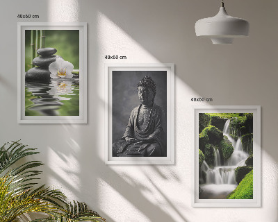 Set di 3 quadri Rilassanti dipinti ad acqua in stile zen.