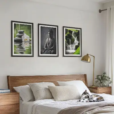 Set di 3 quadri con rilassanti dipinti ad acqua in stile zen