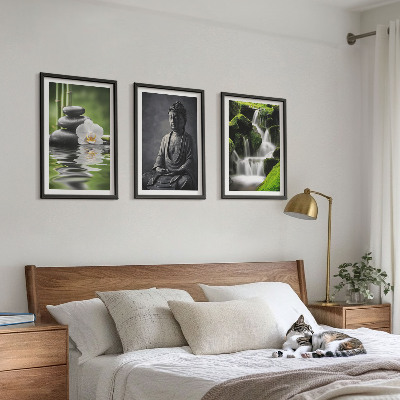 Set di 3 quadri Rilassanti dipinti ad acqua in stile zen.
