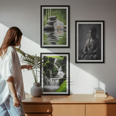 Set di 3 quadri Rilassanti dipinti ad acqua in stile zen.