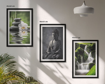 Set di 3 quadri Rilassanti dipinti ad acqua in stile zen.