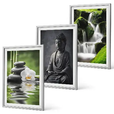 Set di 3 quadri con rilassanti dipinti ad acqua in stile zen