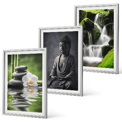 Set di 3 quadri Rilassanti dipinti ad acqua in stile zen.