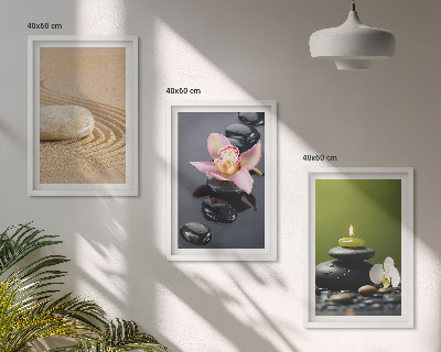Set di 3 quadri Motivi rilassanti in pietra zen