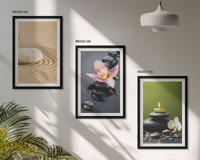 Set di 3 quadri Motivi rilassanti in pietra zen