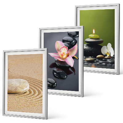 Set di 3 quadri Motivi rilassanti in pietra zen