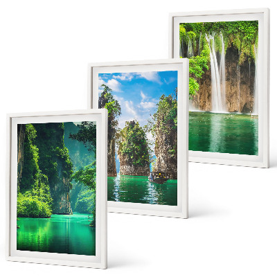 Set di 3 quadri Paesaggi verdi cascate