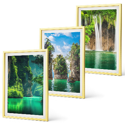 Set di 3 quadri Paesaggi verdi cascate