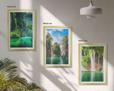Set di 3 quadri Paesaggi verdi cascate