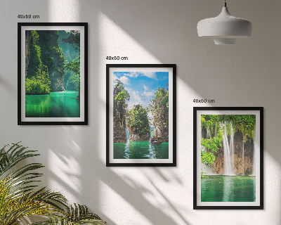Set di 3 quadri Paesaggi verdi cascate