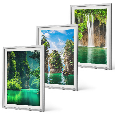 Set di 3 quadri Paesaggi verdi cascate