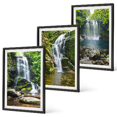 Set di quadri incorniciati Cascate e una vegetazione lussureggiante