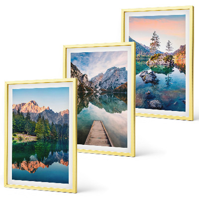Set di 3 quadri foresta riflessa dei laghi di montagna