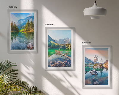 Set di quadri incorniciati paesaggio naturale dei laghi di montagna